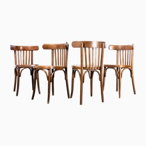 Crescent Back Bistro Dining Chairs in Walnut from Baumann, 1950s, Set of 4