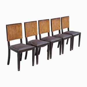 Italienische Art Deco Stühle aus Leder, 5 . Set