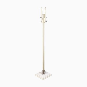 Mid-Century Italian White Wood Metal Coat Stand attributed to Carlo De Carli for Fiam, 1960s