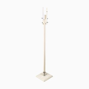 Midc-Century Italian White Wood Metal Coat Stand attributed to Carlo De Carli for Fiam, 1960s
