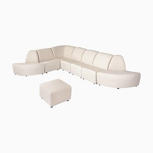 Modern Italian Modular and Corner Sofa in White Fabric, 1980s