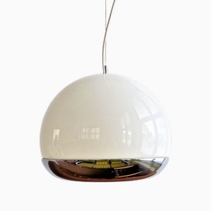 Glass and Chrome Ceiling Lamp by De Martini, Falconi & Fois for Reggiani, Italy, 1970s