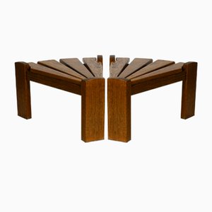 Mesas de centro Mid-Century de forma triangular de Oak Boards, Dittman & Co, Awa Radbound, años 50. Juego de 2