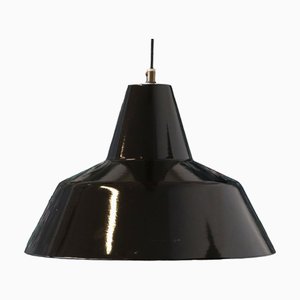 Werkstatt Deckenlampe aus schwarz emailliertem Metall von Louis Poulsen, 1960er