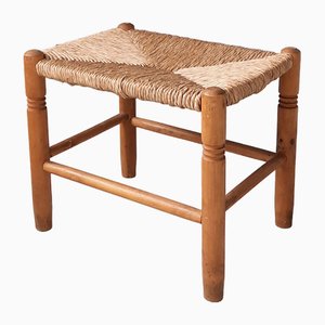 Stool in Wood and Rush, 1960s-1970s