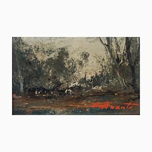 Ezelino Briante, Paysage, Oil on Cardboard, Framed