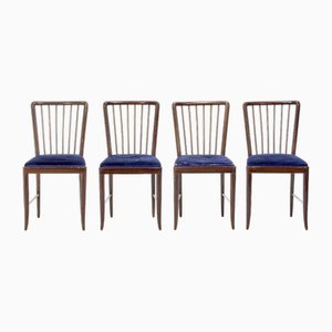 Stühle aus Holz & Gepolsterter Sitz von Paolo Buffa für Fratelli Mannelli, 1940er, 4er Set