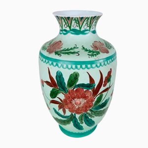 Jarrón de Limoges de porcelana con decoraciones florales, años 30