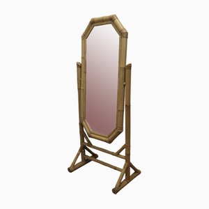 Large Art Deco Bamboo Cheval Mirror, 1950s