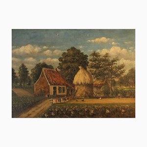 Romantic Artist, Rural Idyll, 19th Century, Oil on Wood, Framed