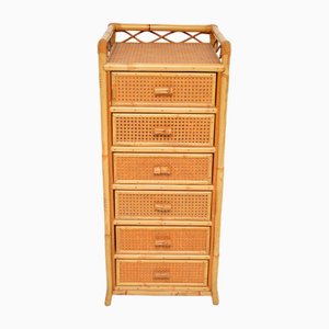 Vintage Bamboo and Rattan Tallboy Chest of Drawers from Angraves, 1970s