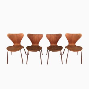 Teak & Plywood Chairs from Fritz Hansen, 1960s, Set of 4