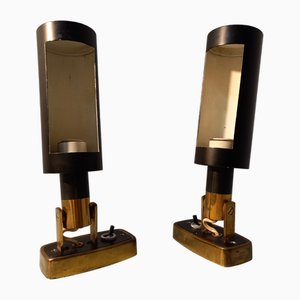 Wall Lights in Black Aluminum and Brass from Stilnovo, 1950s, Set of 2