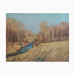 Louis Rheiner, Ruisseau dans la campagne, 1891, huile sur toile, encadré
