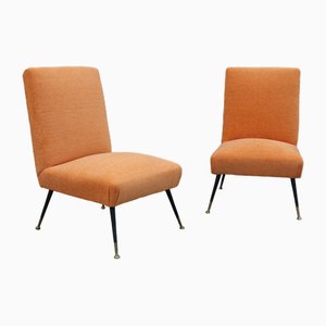Bedroom Chairs in Velvet Orange by Gigi Root for Minotti, 1950s, Set of 2