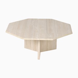 Coffee Table in Octagonal Travertine, Italy, 1980s