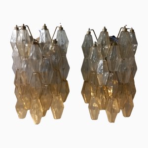 Vielseitige transparente Modell Polyhedrons Wandlampen von Carlo Scarpa für Venini, 1960er, 2er Set