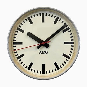 Industrial Grey Factory Wall Clock from Aeg, 1960s
