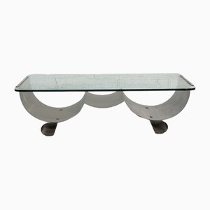 Stainless Steel and Glass Coffee Table by Francois Monnet for Kappa, 1970s