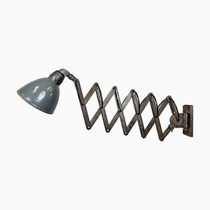 Industrial Grey Enamel Wall Scissor Lamp from Siemens, 1930s