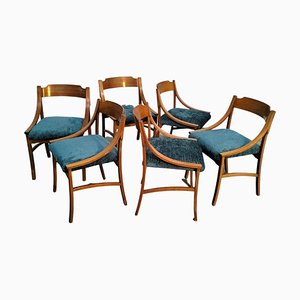 Wooden Dining Chairs in the style of Ico Parisi for Cassina, 1970s, Set of 6