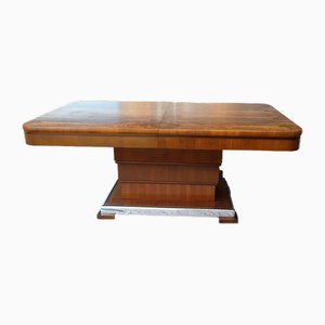 Art Deco Extendable Dining Table with Walnut -Veneered Cover Plates and Frame, 1930s