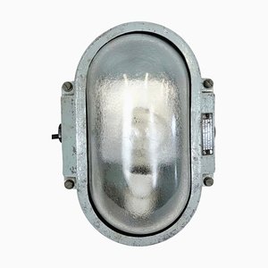 Industrial Cast Aluminium Wall Light with Frosted Glass from Elektrosvit, 1970s