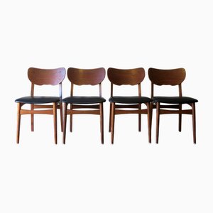 Danish Teak Dining Chairs with Shaped Backs, 1960s, Set of 4