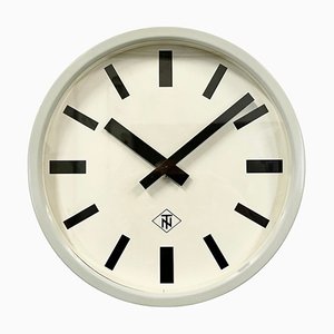 Industrial Grey Wall Clock from TN, 1960s