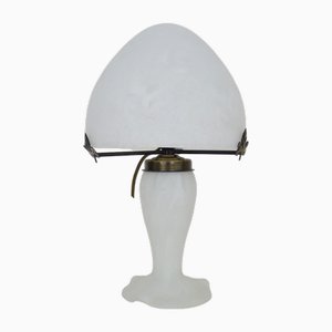 Pilzlampe im Art Deco Stil aus gepunkteter weißer Glaspaste von La Rochère, 1980er