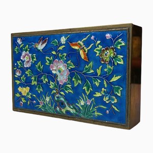 Vintage Cloisonné Enamel and Brass Box with Butterflies, 1940s