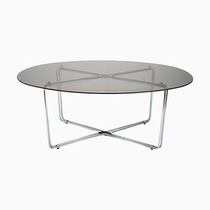 Mid-Century Chrome and Glass Dining Table, Italy, 1970s