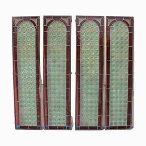Italian Stained Glass Doors with Window Panels, Italy, 1890s, Set of 4