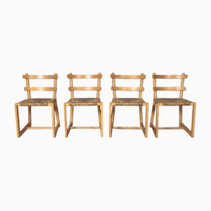 Chairs in Ash Wood, 1970s, Set of 4