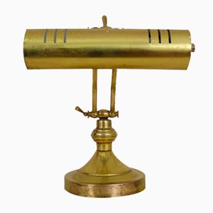 Vintage Brass Banker Lamp, 1970s