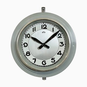 Vintage French Grey Factory Wall Clock from Ato, 1950s