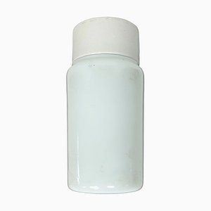 Lampada da soffitto vintage in porcellana bianca con vetro lattimo, anni '70