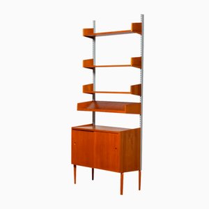 Teak Shelf System / Bookcase in Teak with Steel Bars by Harald Lundqvist, 1950s