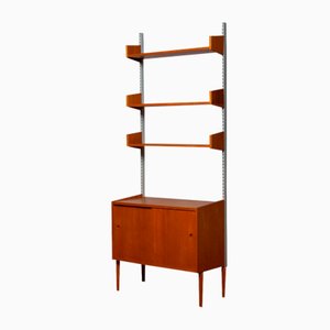Teak Shelf System / Bookcase in Teak with Steel Bars by Harald Lundqvist, 1950s