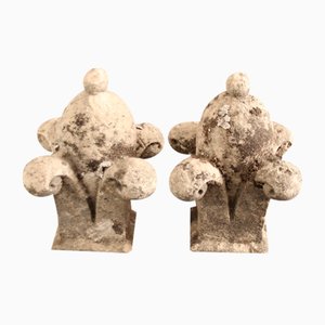 French Garden Ornamental Elements, 1920s, Set of 2