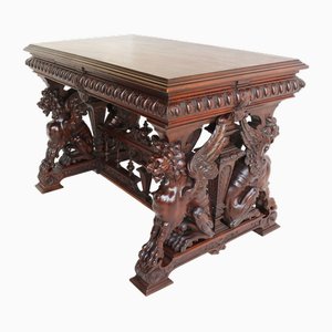 Antique French Writing Table in Walnut by Victor Aimone, 1890