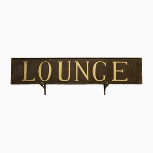 Großes antikes bemaltes Holz Lounge Schild, 1890er