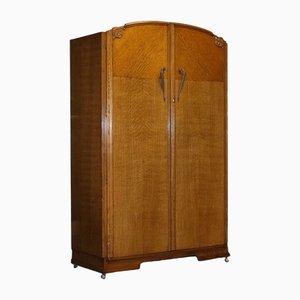 Large Vintage Art Deco Oak Two Door Wardrobe, 1970s