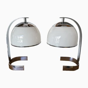 Moderne italienische Mid-Century Lampen aus Metall & Muranoglas von Reggiani, 1970er, 2er Set