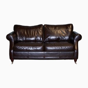 Vintage Chocolate Brown Leather 2 to 3 Seater Sofa, 1970s