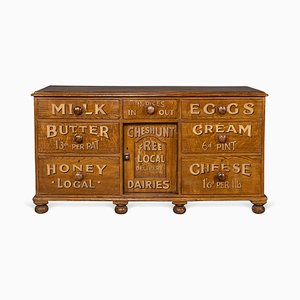 20th Century Victorian Pine Credenza Dairy Grocers Counter, 1900s