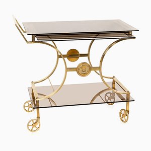 20th Century French Three Tier Brass & Glass Bar Trolley by Maison Bagues from Maison Baguès, 1960s