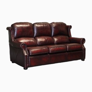 Vintage Thomas Lloyd Marlow Burgundy Leather 3 Seater Sofa, 1980s