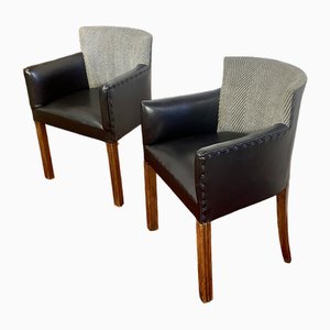 Armchairs in White and Black Gray, 1960s, Set of 2