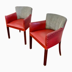 Red and Gray Armchairs, 1960s, Set of 2
